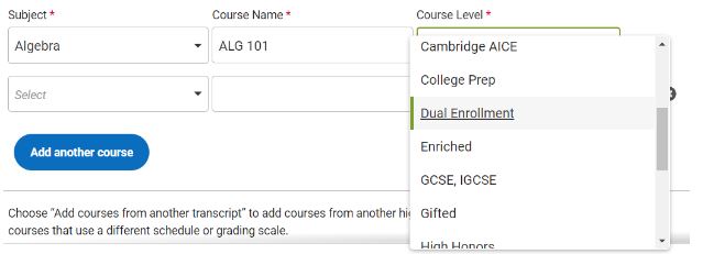 common app education section