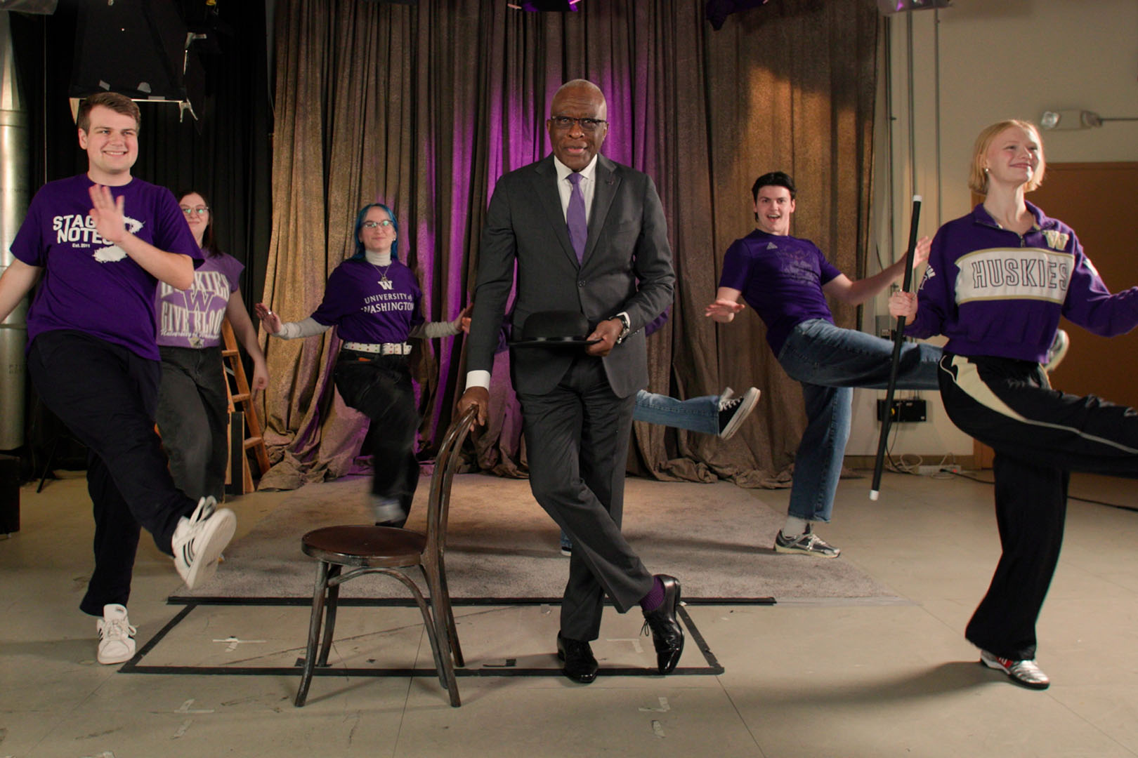 President Robert J. Jones dancing with students
